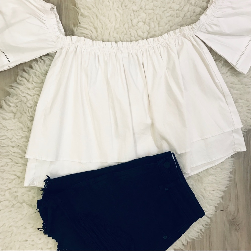 Layered Off The Shoulder White Top